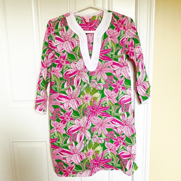 Lilly Pulitzer Other - Lilly Pulitzer pink & green floral tunic coverup